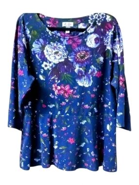  D&C 2X Women's bright & vibrant floral print soft blouse new without tags